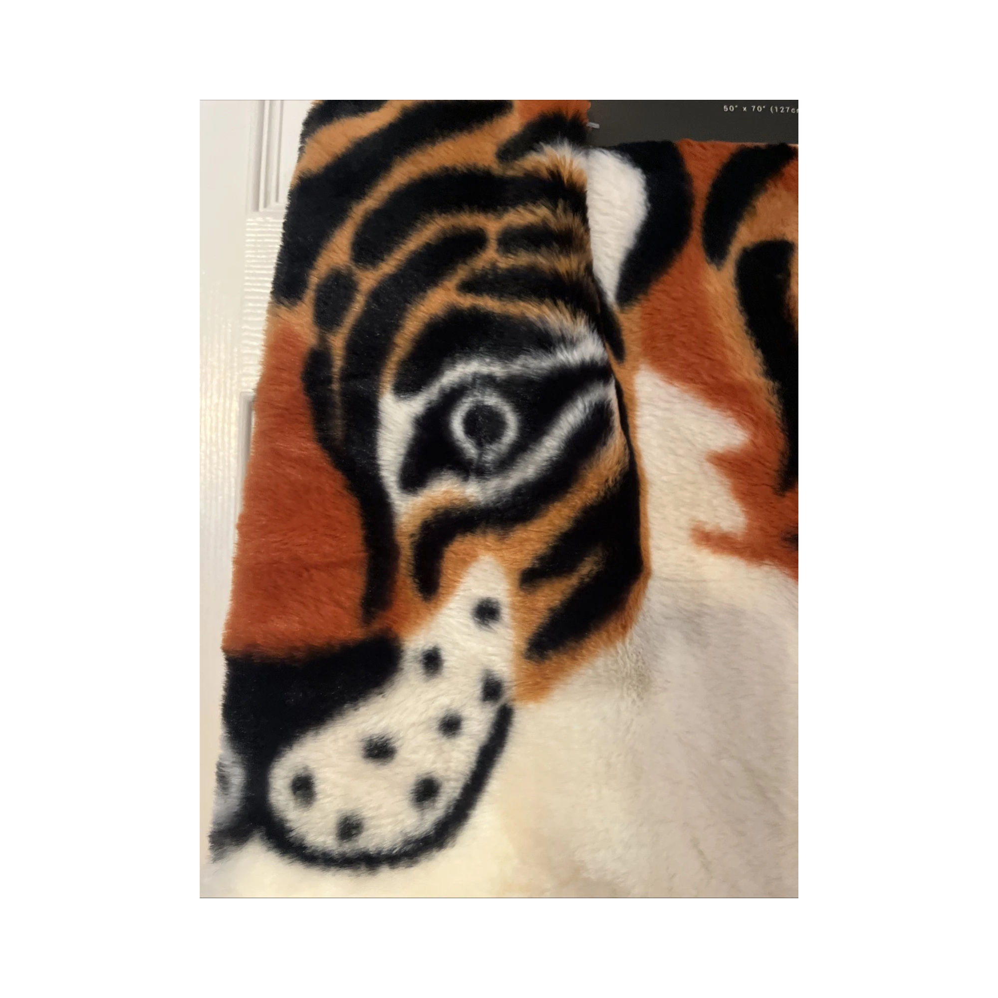 Tiger Print Ivory Faux Fur Throw Blanket - Image 4