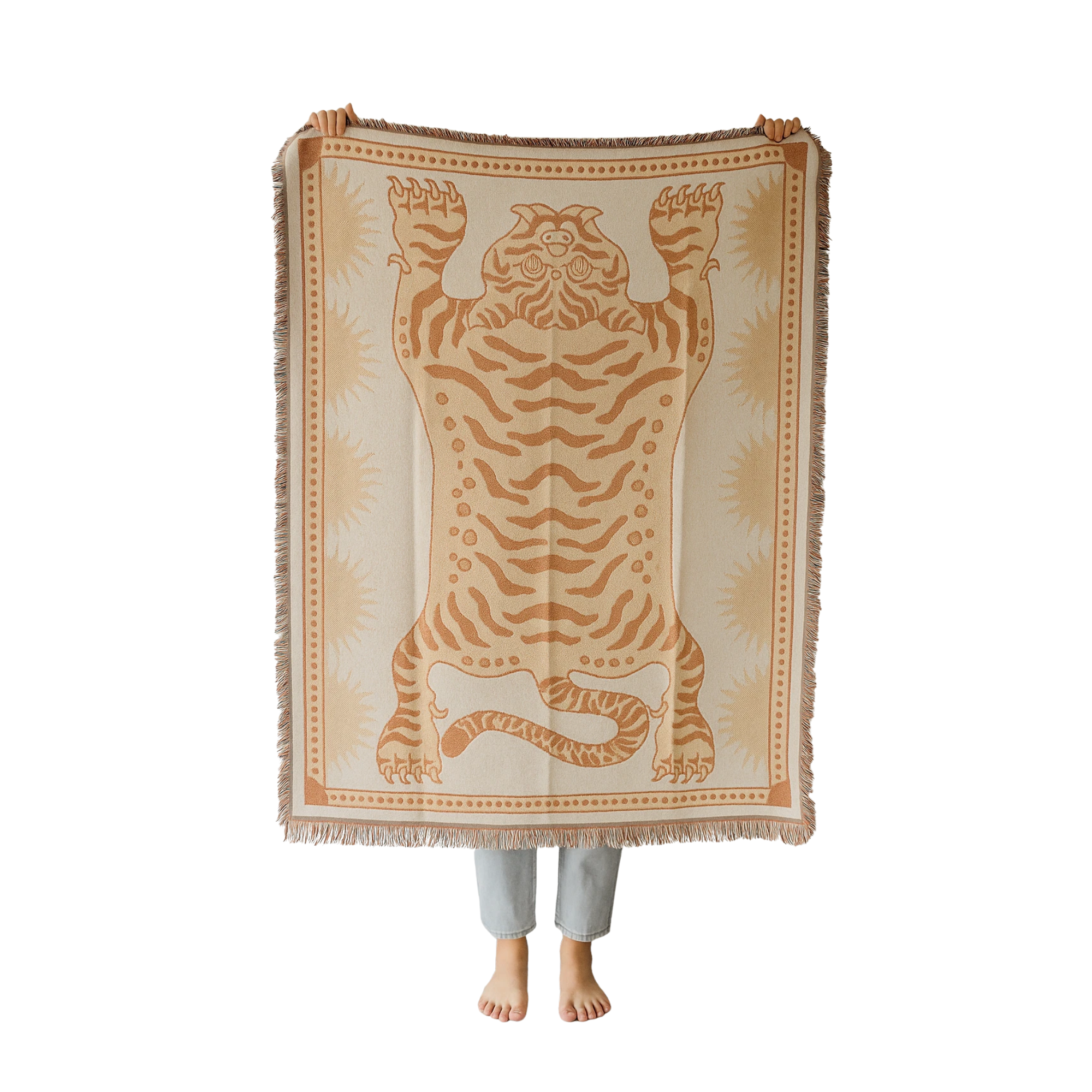 Reversible Woven Tiger Throw Blanket