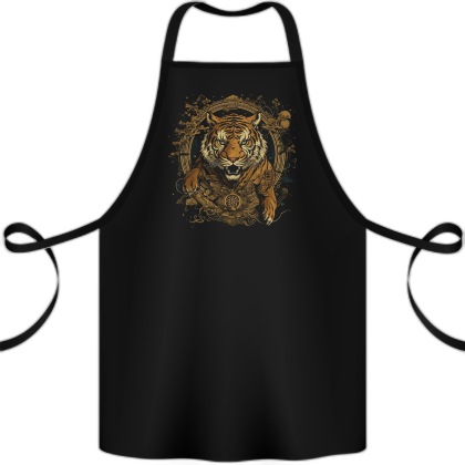 Ferocious Tiger with Japanese Background Cotton Kitchen Apron