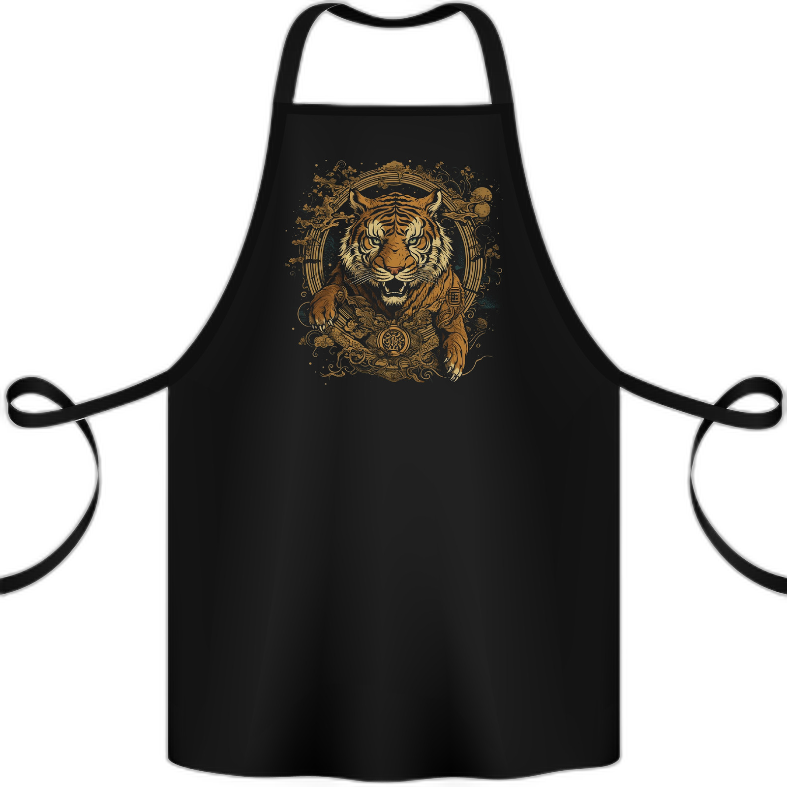 Ferocious Tiger with Japanese Background Cotton Kitchen Apron