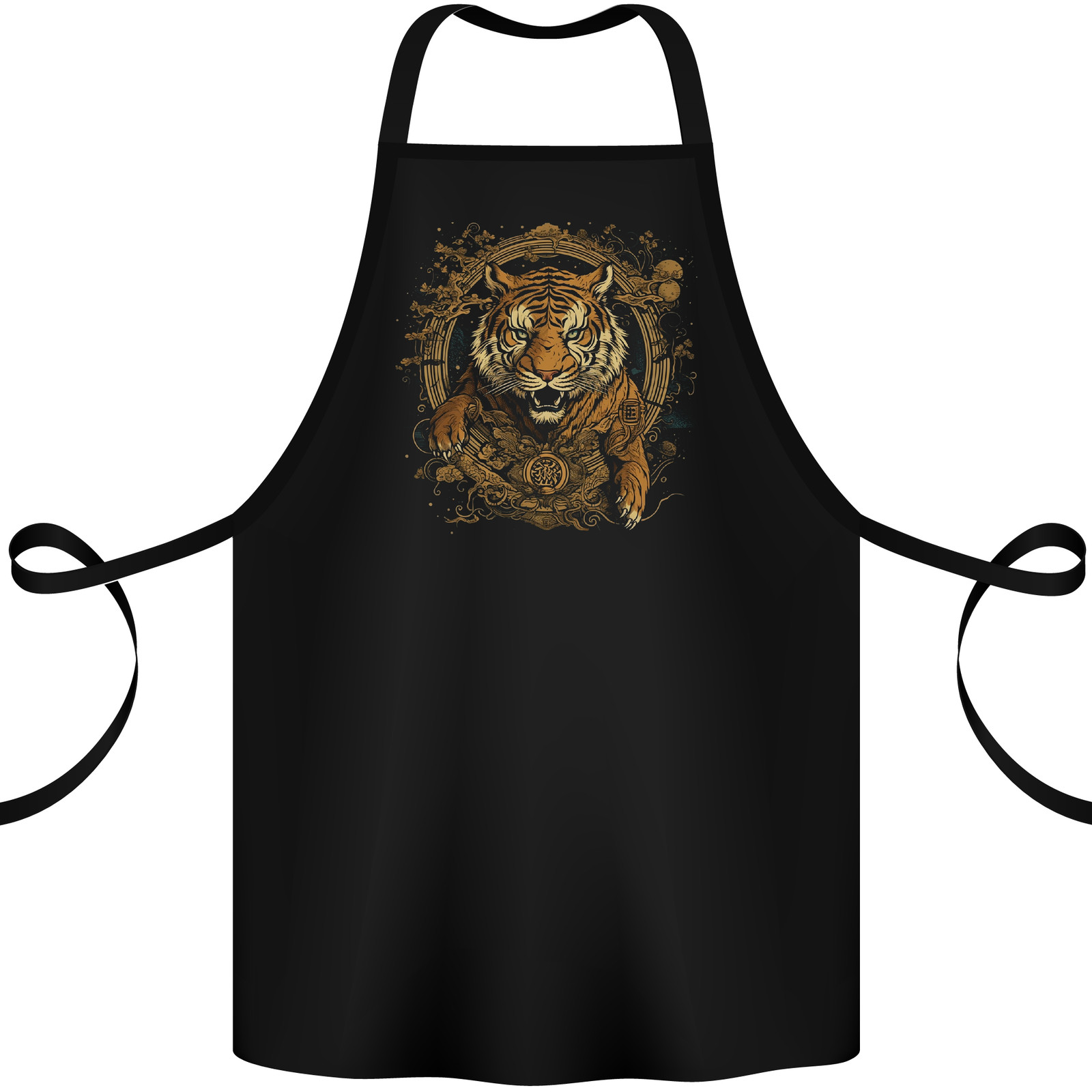 Ferocious Tiger with Japanese Background Cotton Kitchen Apron